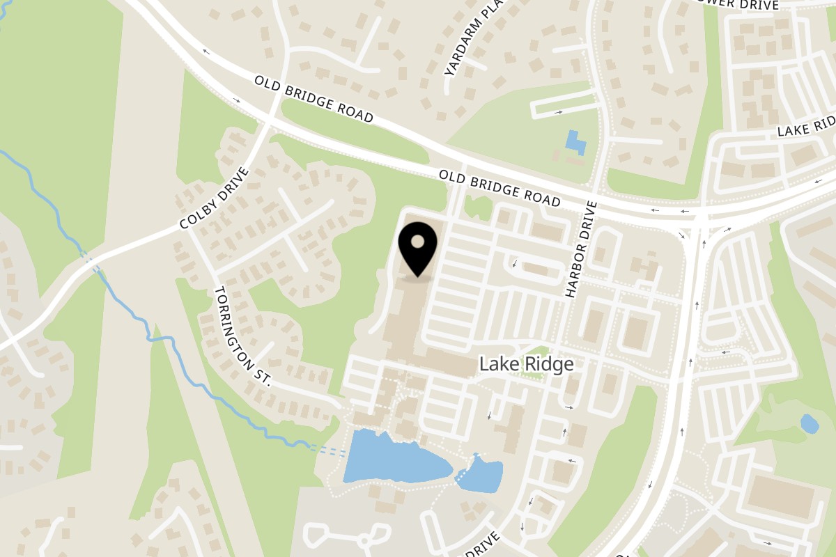 Map showing the location of Layla's Lebanese Restaurant on 2217 Old Bridge Rd in Lake Ridge